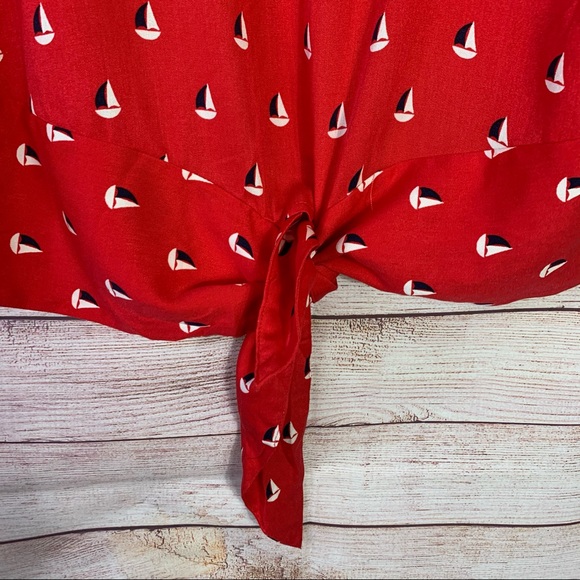 Oasis Sailboat Tie Front Short Sleeve Print Size20 - Picture 5 of 7